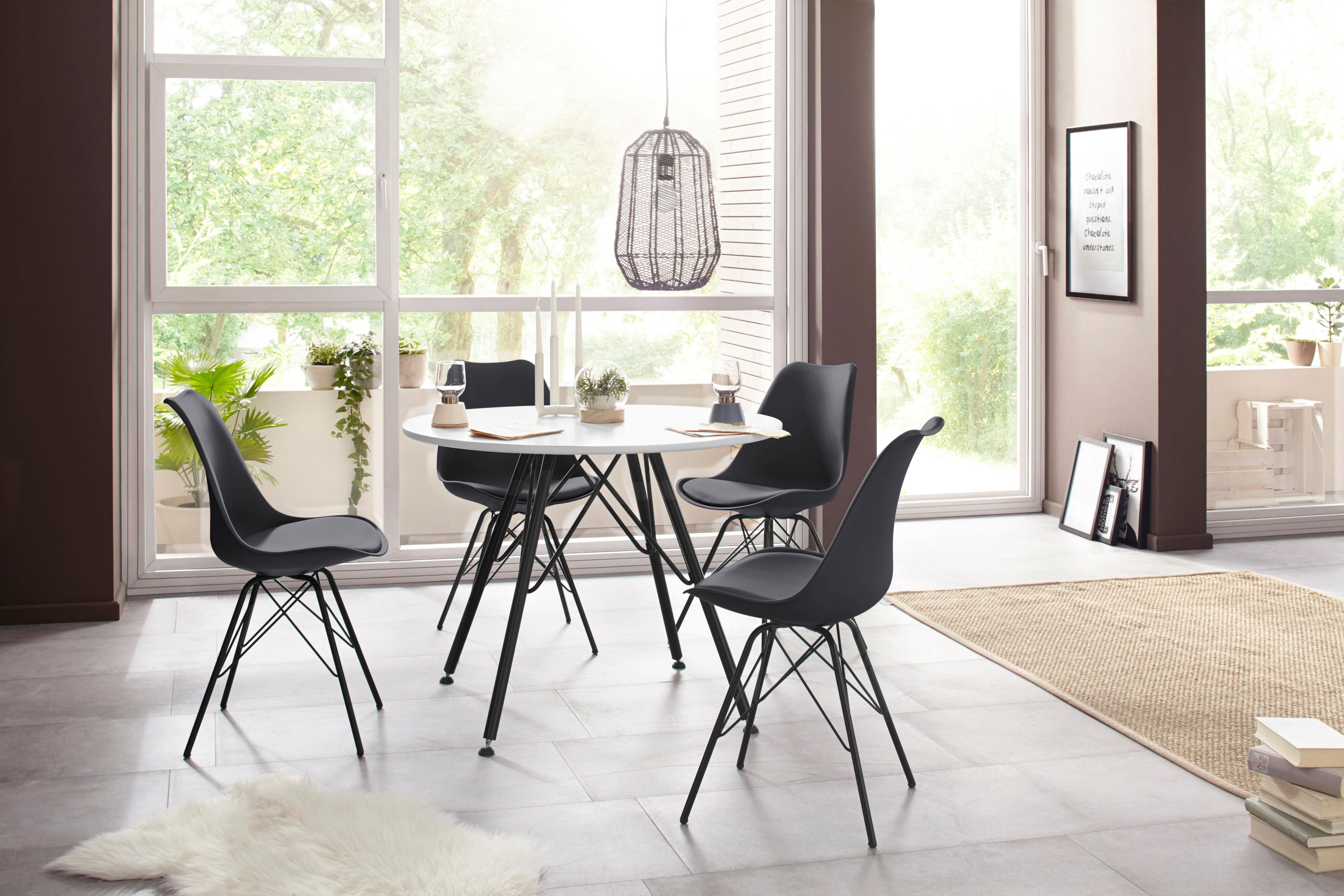 Homexperts 4-Fußstuhl Ursel 01 (Set, 2 St), Sitzschale mit Sitzkissen in Kunstleder