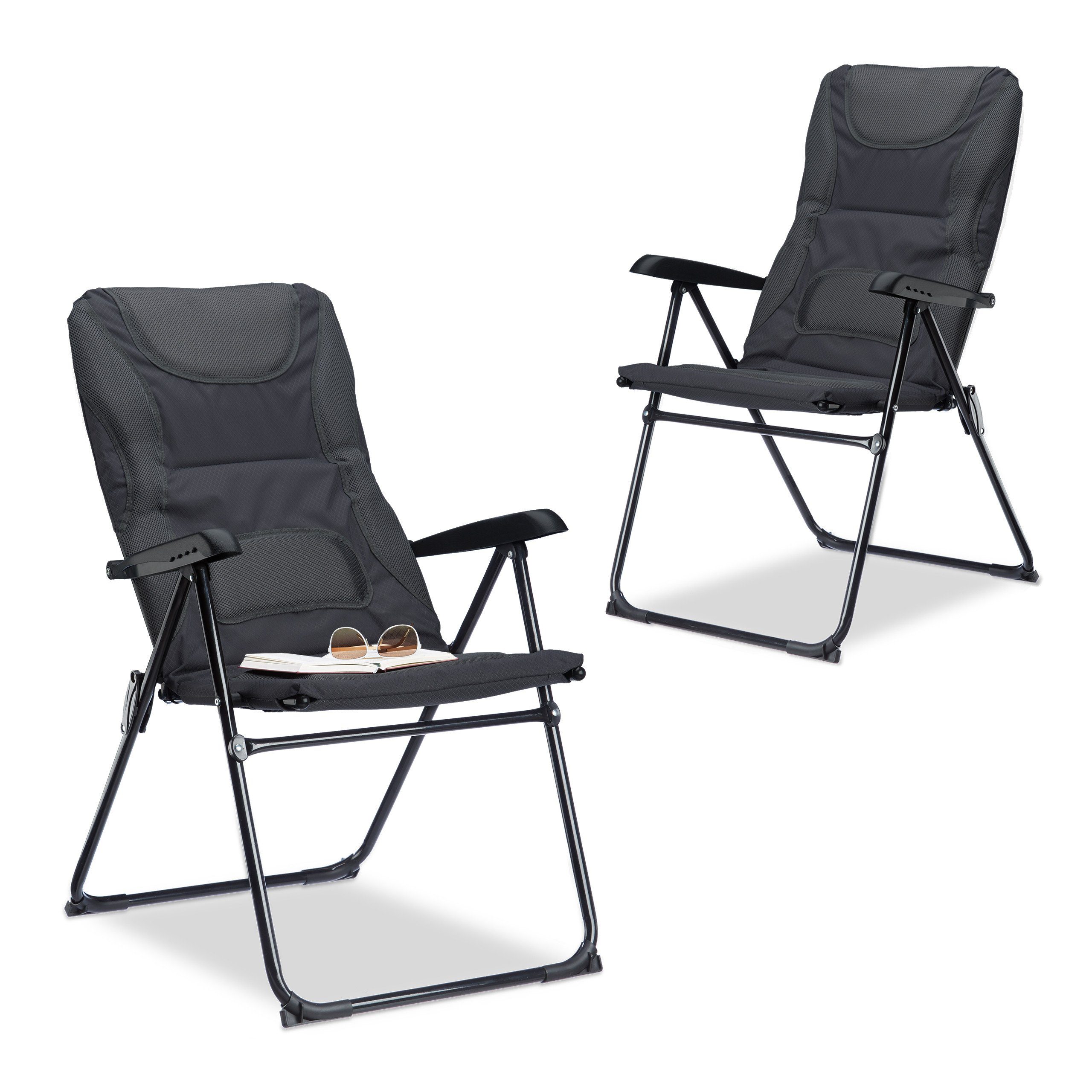 relaxdays Campingstuhl 2 x Campingstuhl gepolstert