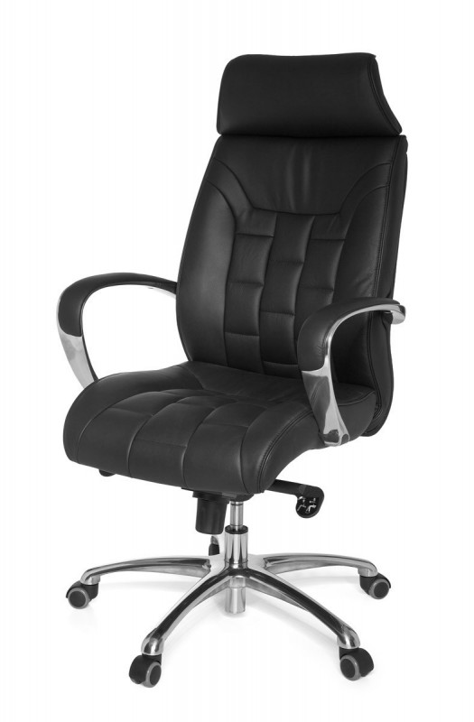 Amstyle XXL Chefsessel Echtleder schwarz, 5-Punkt Multiblock-Mechanik, Bürostuhl bis 120kg
