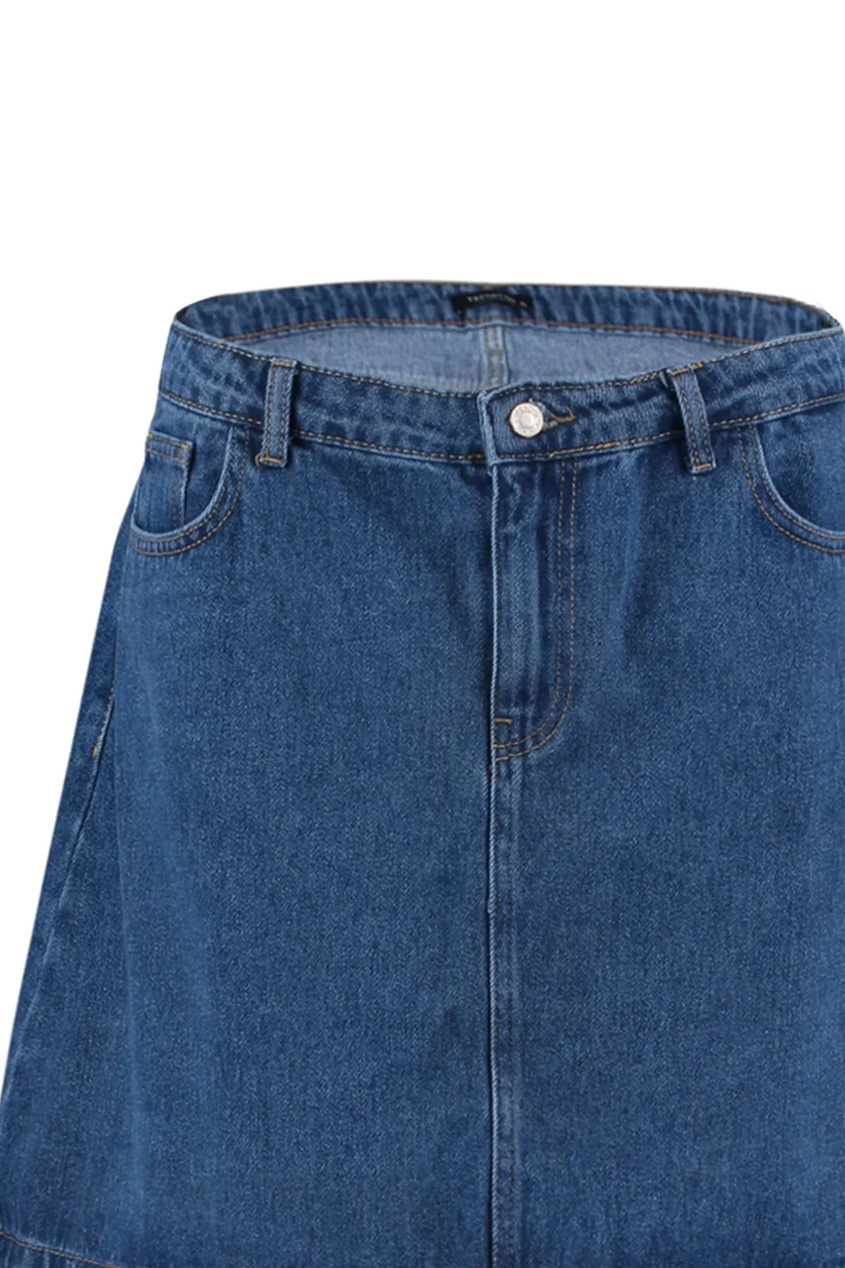 Trendyol Curve  Blauer Jeansrock in A-Form mit hoher Taille TBBAW23AZ00042