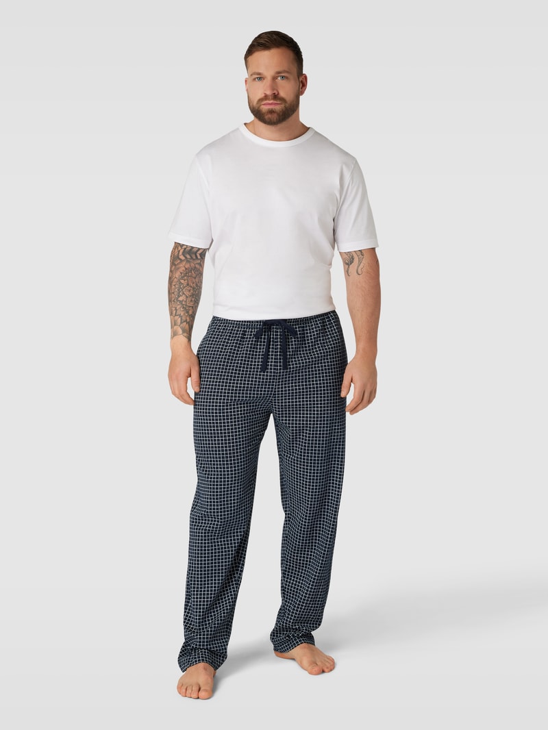 PLUS SIZE Pyjama-Hose mit Karomuster in dunkelblau