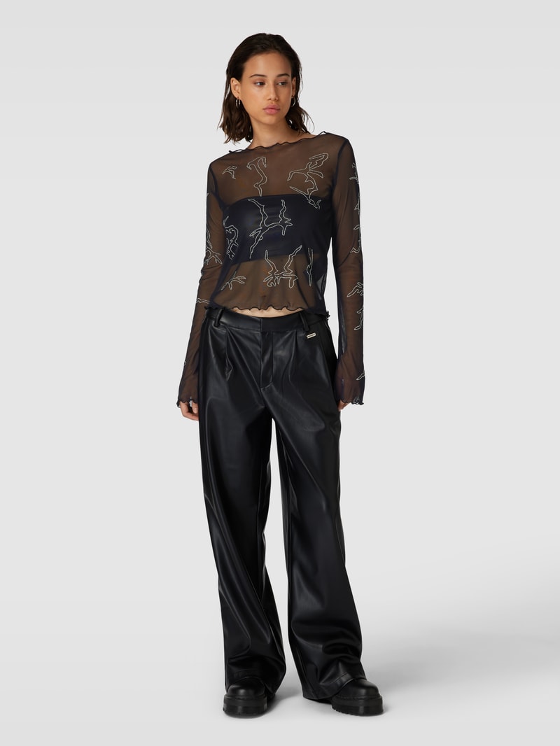 Longsleeve in transparentem Design Modell 'VIOLET' in schwarz