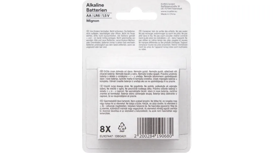 ON&ON Batterien Mignon AA LR6 1,5V, 8 St