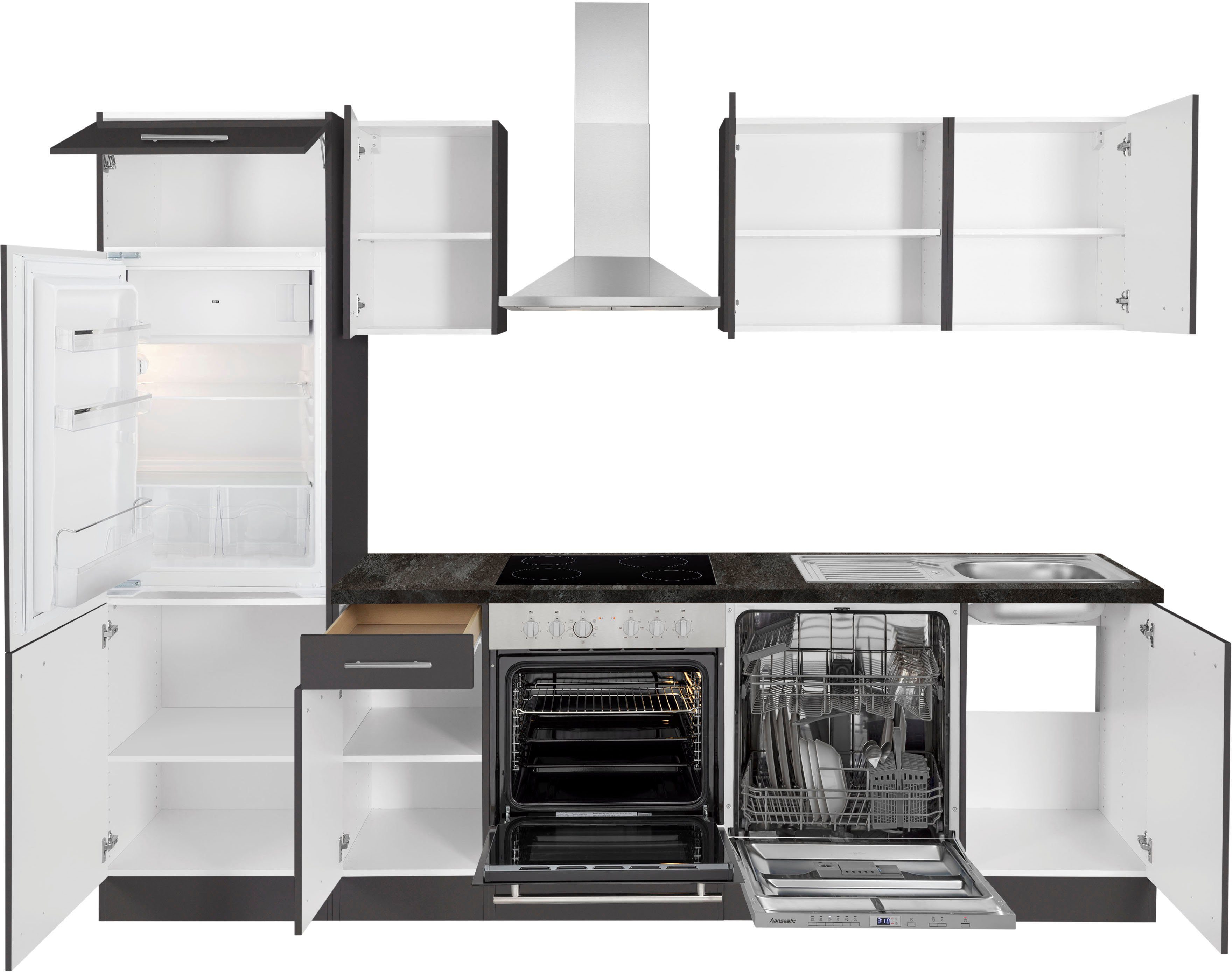 OPTIFIT Küchenzeile Malika, Breite 270 cm, mit Hanseatic-E-Geräten