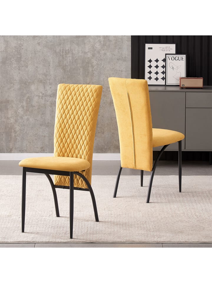 B&D Home Esszimmerstuhl THADDÄUS in Gelb - (B)46 x (H)94 x (T)58 cm günstig kaufen