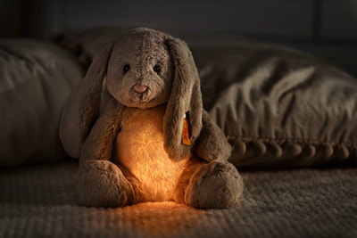Light at Night Hoppie Hase, 28 cm, hellgrau