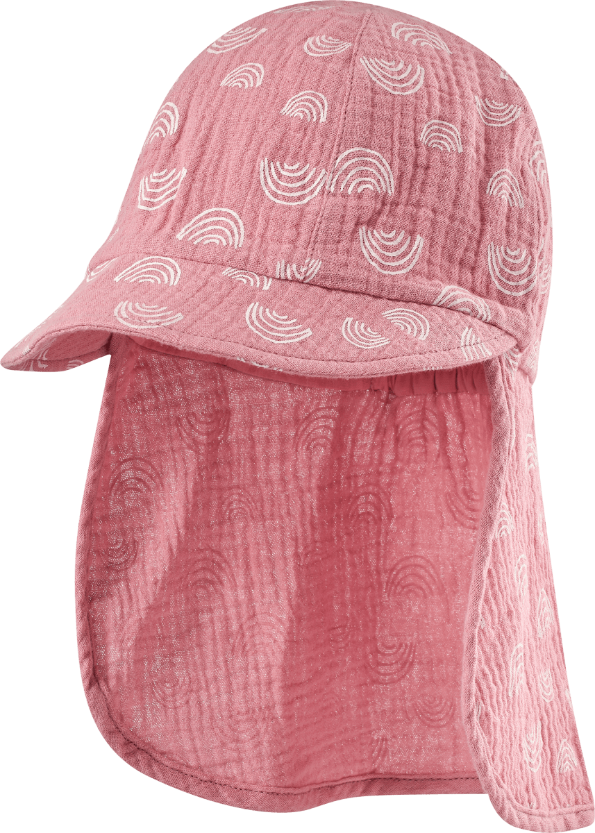 Schirmmütze aus Musselin mit Regenbogen-Muster, rosa, Gr. 50/51, 1 St