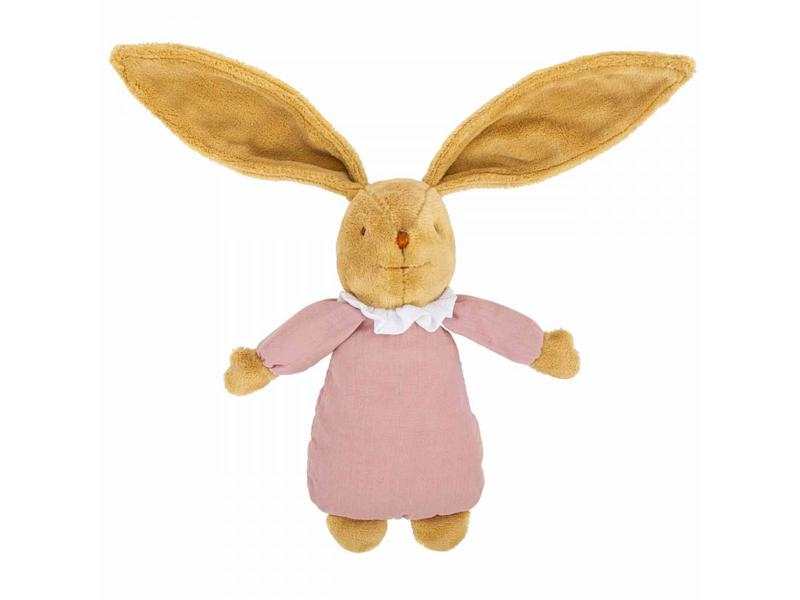 Lapin Doudou Musical - Coton Bio Vieux Rose 25Cm
