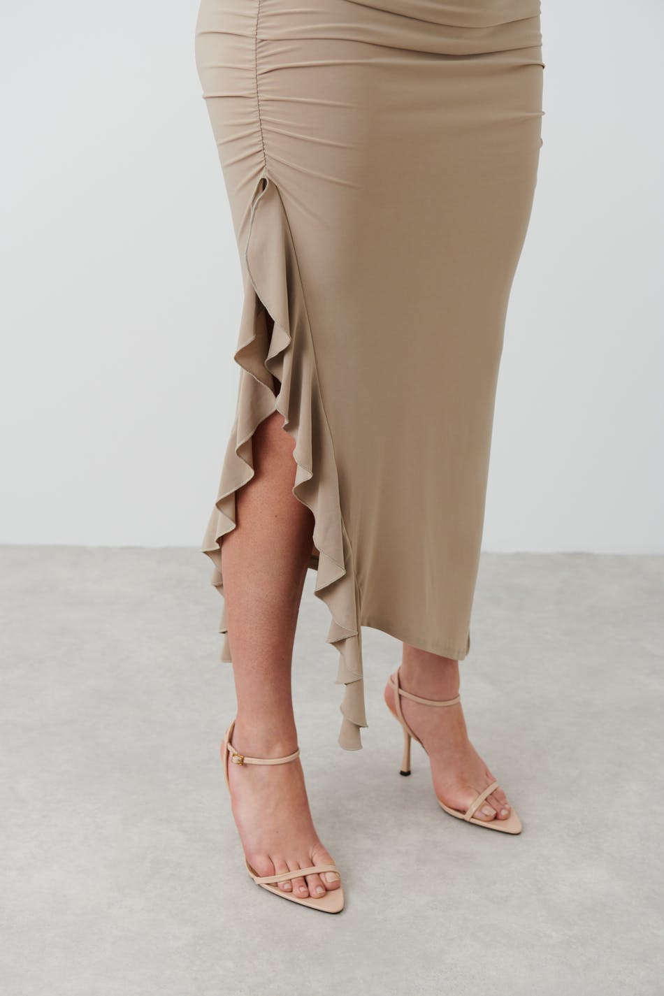 Rusched frill skirt