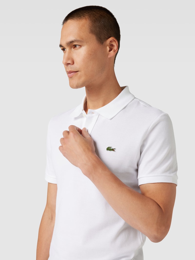 Poloshirt mit Logo-Stitching in weiß