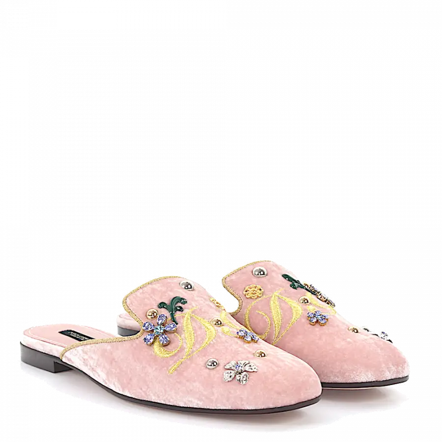Dolce & Gabbana - Pantoletten JACKIE R Samt - pink