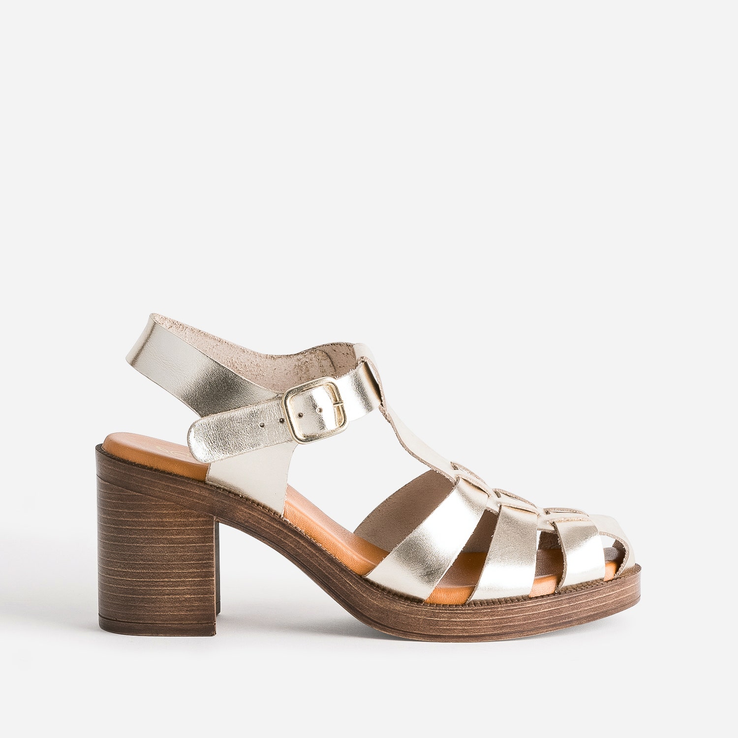 Sandale dorée éco-conçue en cuir