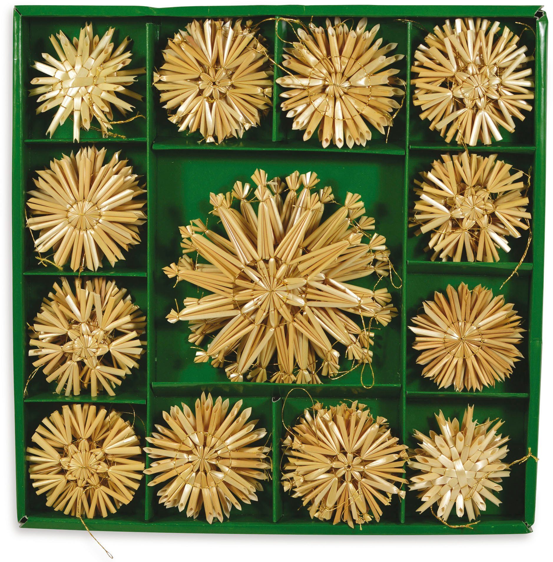 andas Christbaumschmuck Strohstern Mille, Weihnachtsdeko aus Stroh (50-tlg), Strohstern, Dekohänger