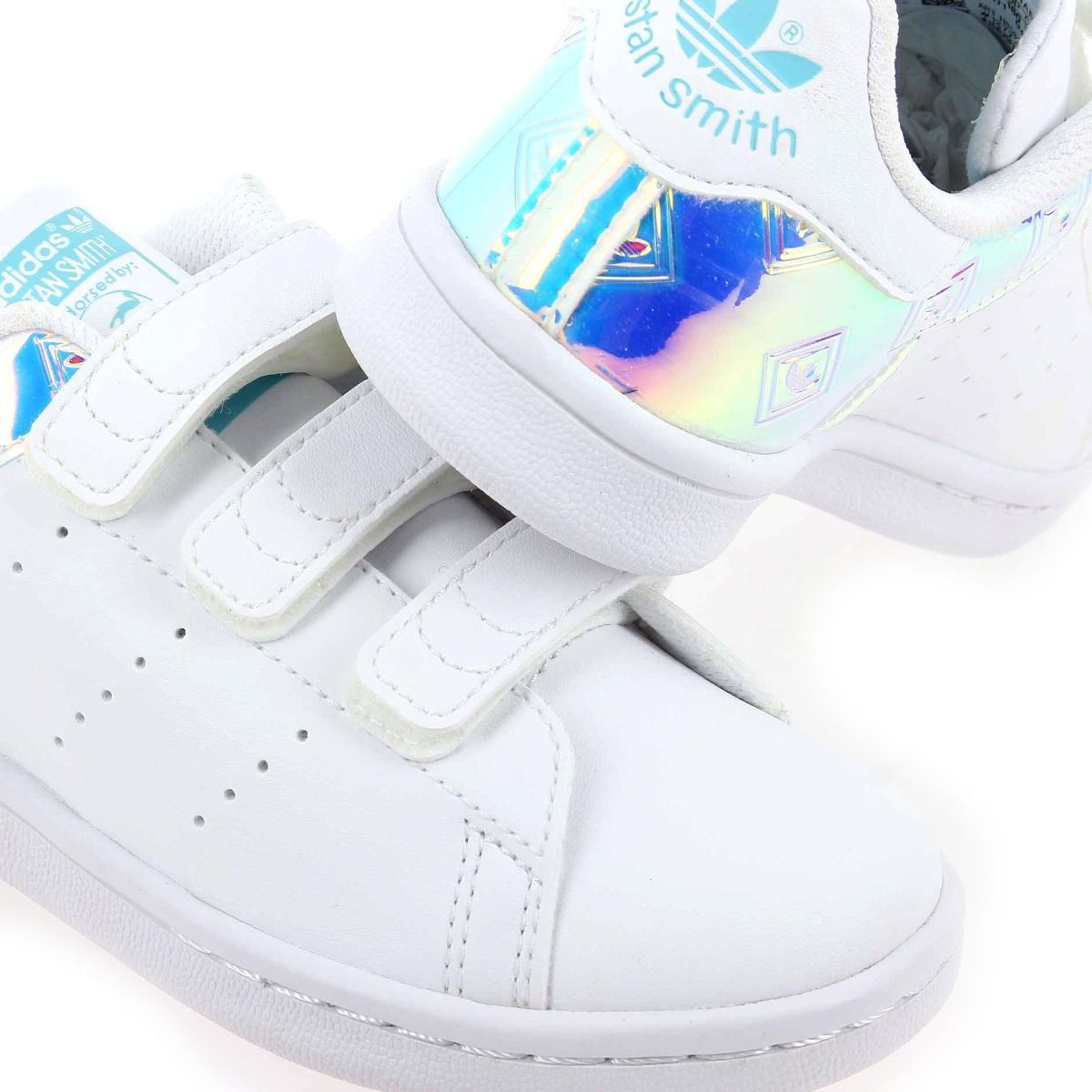 Adidas Originals  STAN SMITH METAL VELCRO H21 - Blanc Multi
