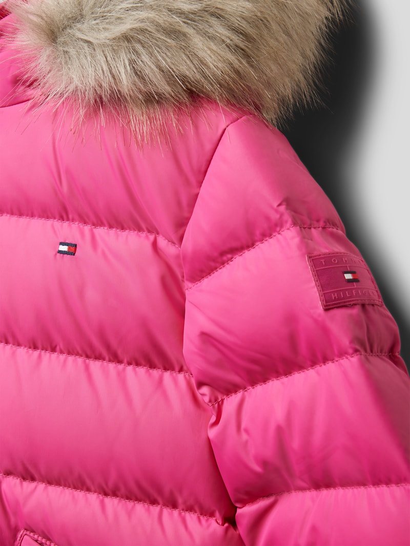 Steppjacke mit Label-Stitching in pink