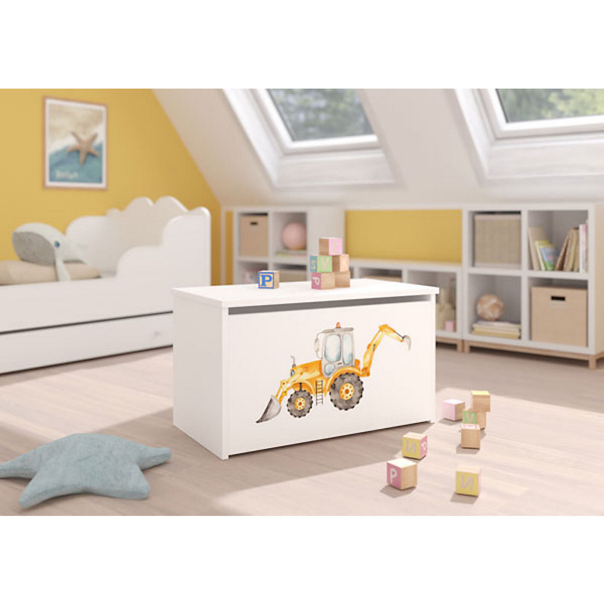 Spielzeugtruhe Sitztruhe Daria 73cm Motiv wählbar mit 1 Klappe