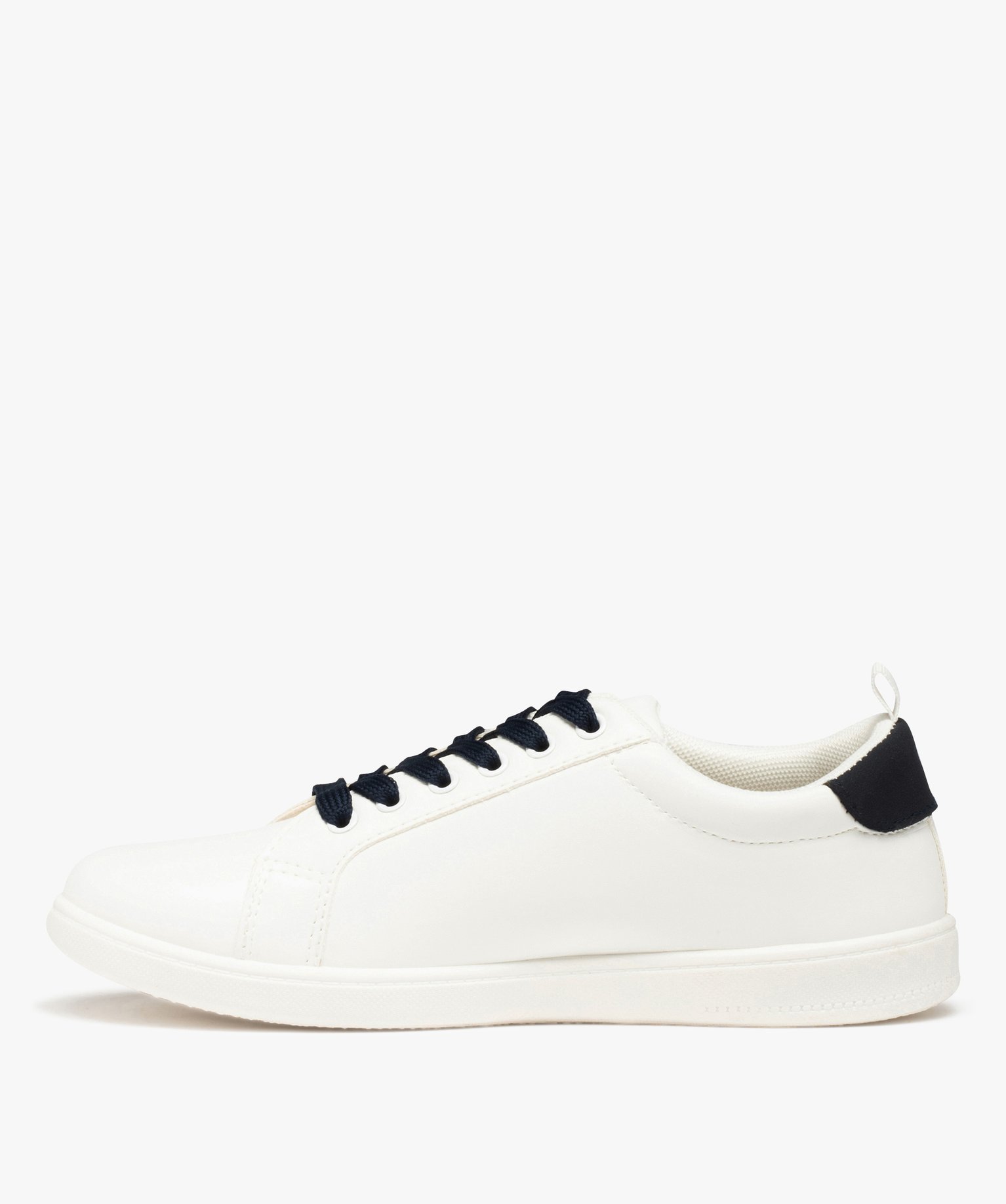 Baskets femme unies à lacets contrastés blanc | GEMO