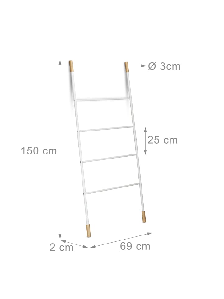 relaxdays Handtuchleiter in Weiß - (B)70 x (H)150 x (T)2,5 cm günstig kaufen onesize