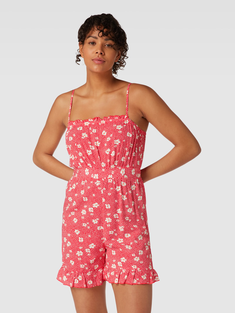 Playsuit mit Allover-Muster aus reiner Viskose Modell 'NOVA' in hellrot