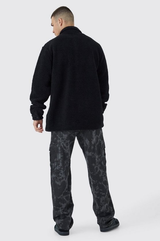 Tall Borg Utility-Overshirt mit Tasche