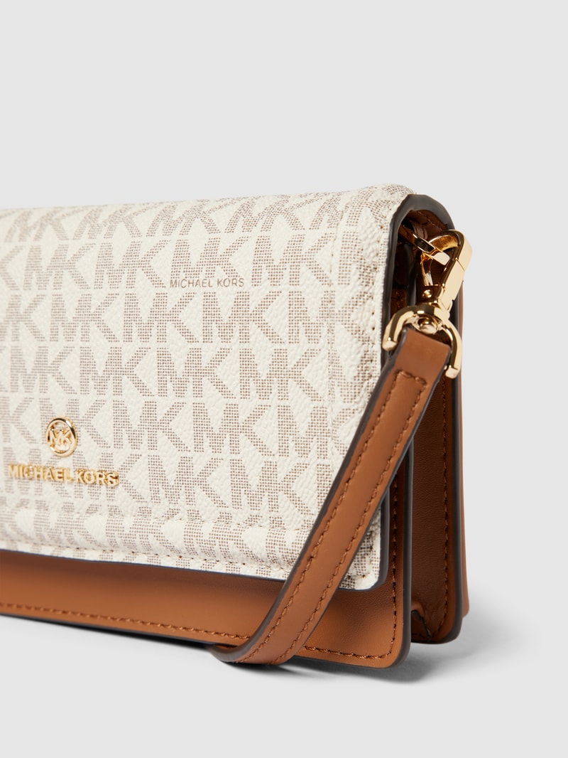 Umhängetasche mit Allover-Logo Modell 'CHARM' in ecru