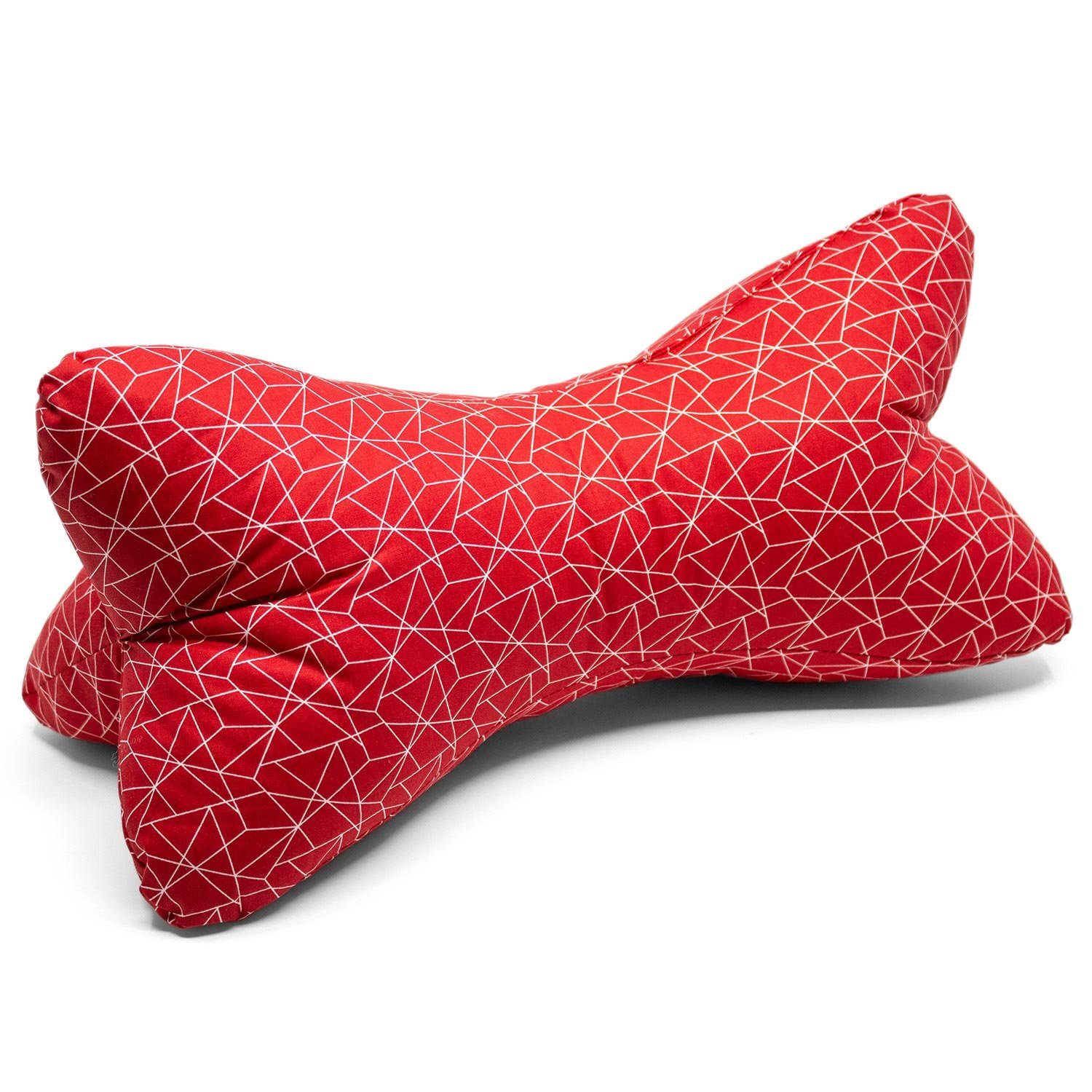 Nackenstützkissen Leseknochen Nackenkissen Rot mit Netzmuster 40 x 20 cm, Landwiesen, Füllung: 100% Kugelfaser, entlastet Kopf-, Nacken- und Schulterbereich