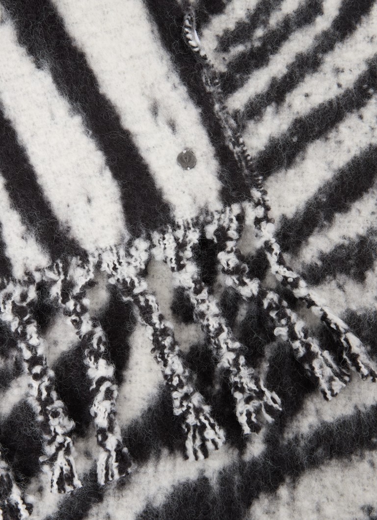 Fraas šalle no neapstrādātas vilnas maisījuma ar zebras apdruku 225 x 40 cm