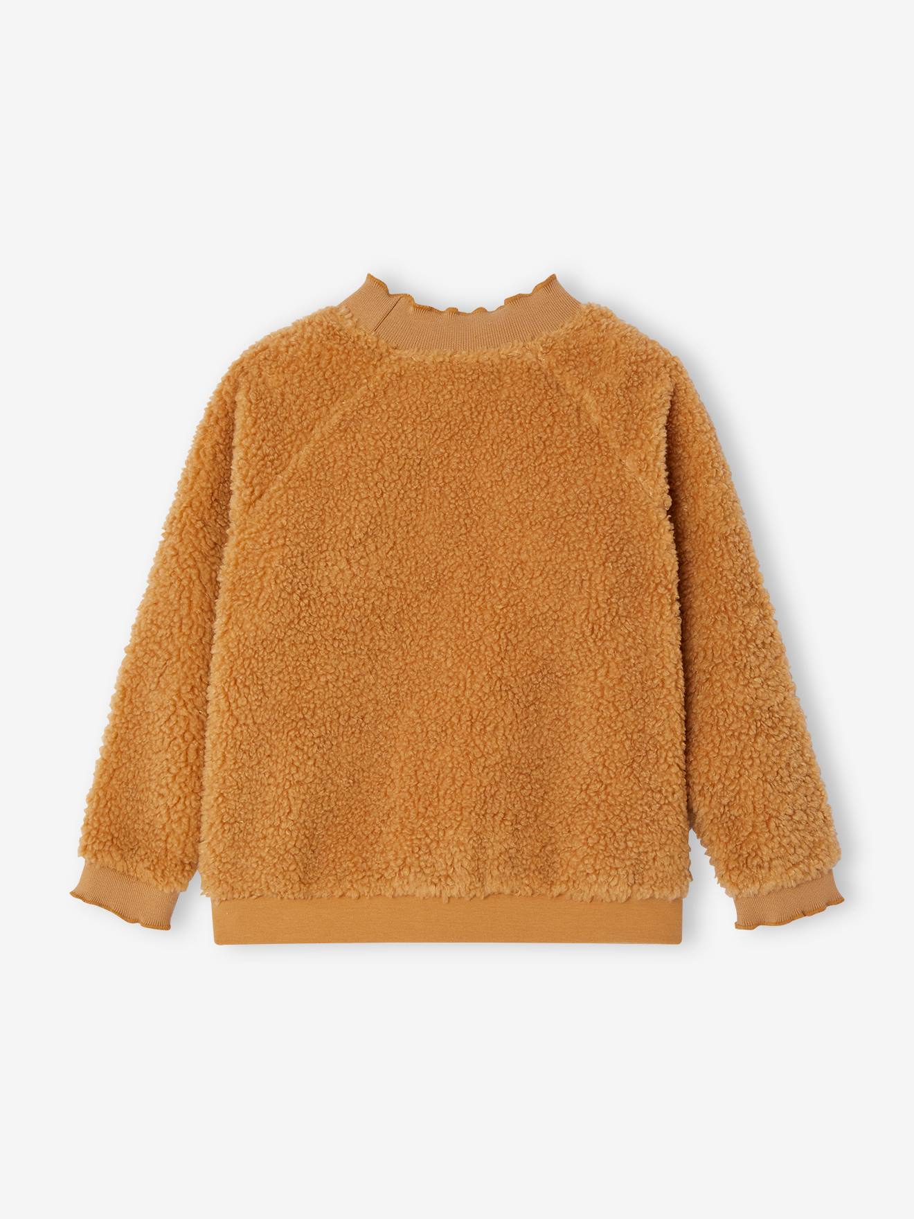 Vertbaudet Mädchen Sweatshirt aus Teddyfleece - beige