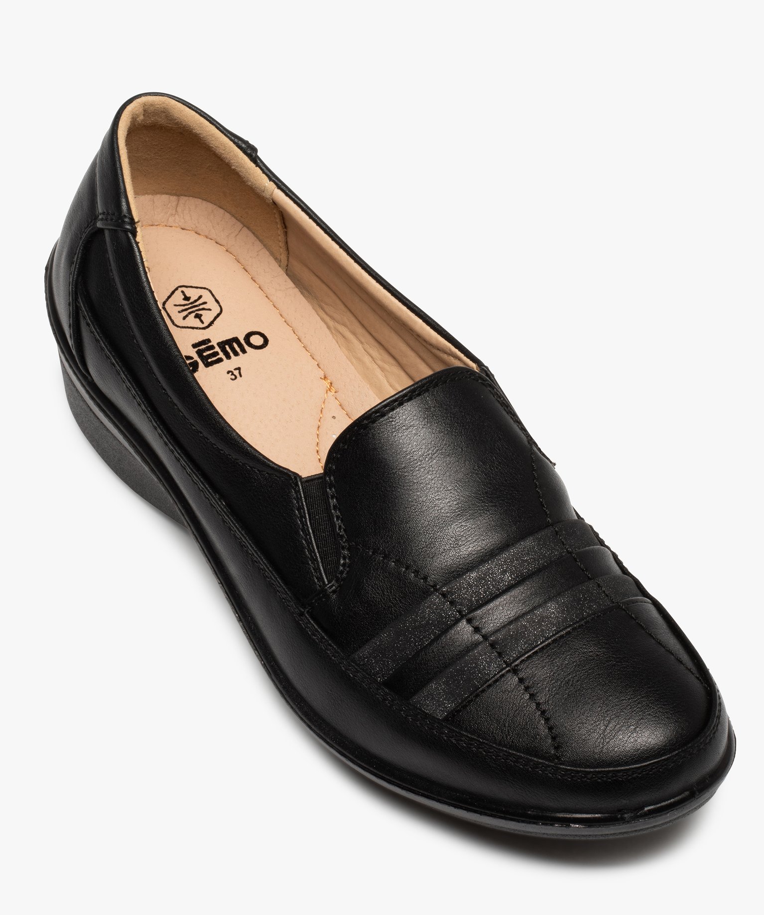 Mocassins confort femme unis avec détails brillants noir | GEMO