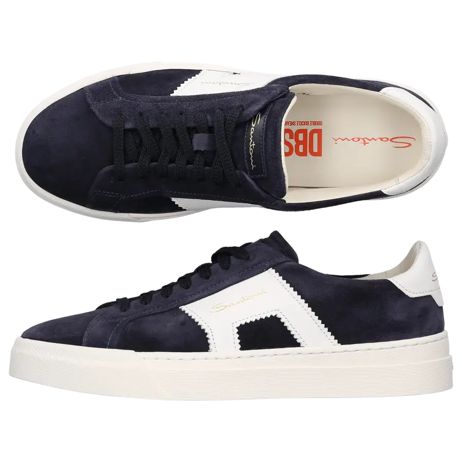 Santoni - Sneaker low DOUBLE BUCKLE Veloursleder - blau