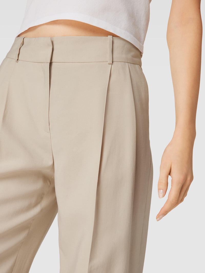 Bundfaltenhose mit Haken- und Reißverschluss in beige