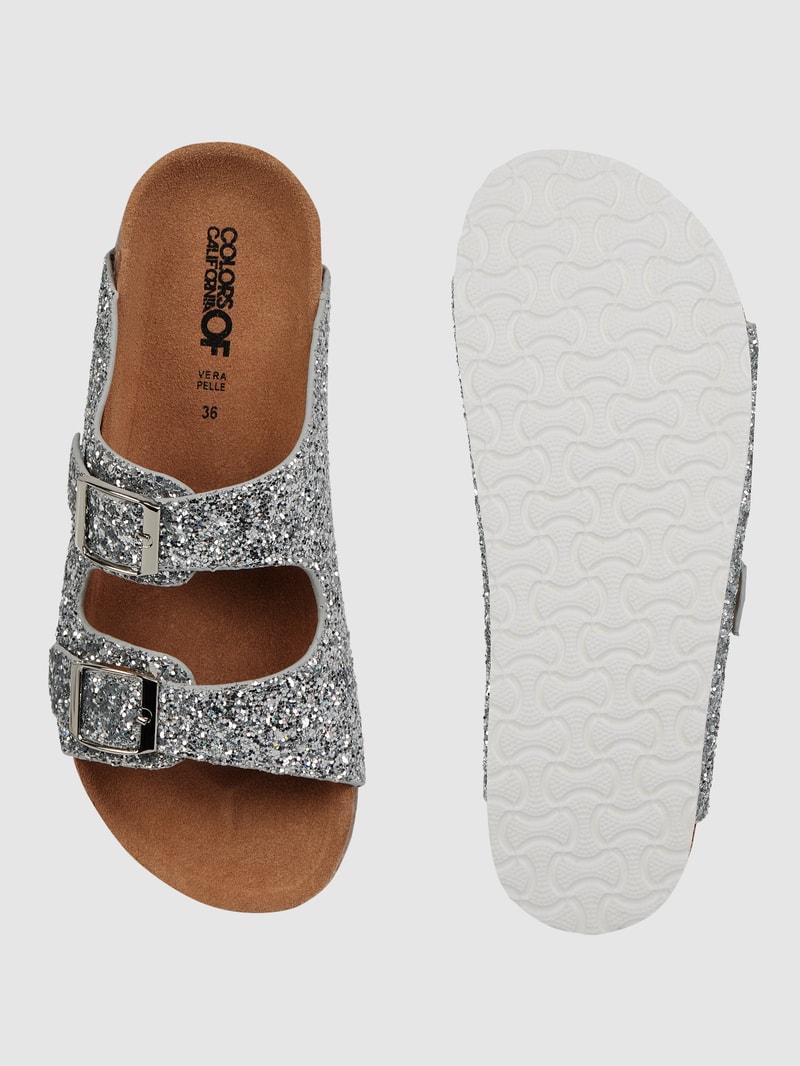 Sandalen mit Glitter-Effekt in silber