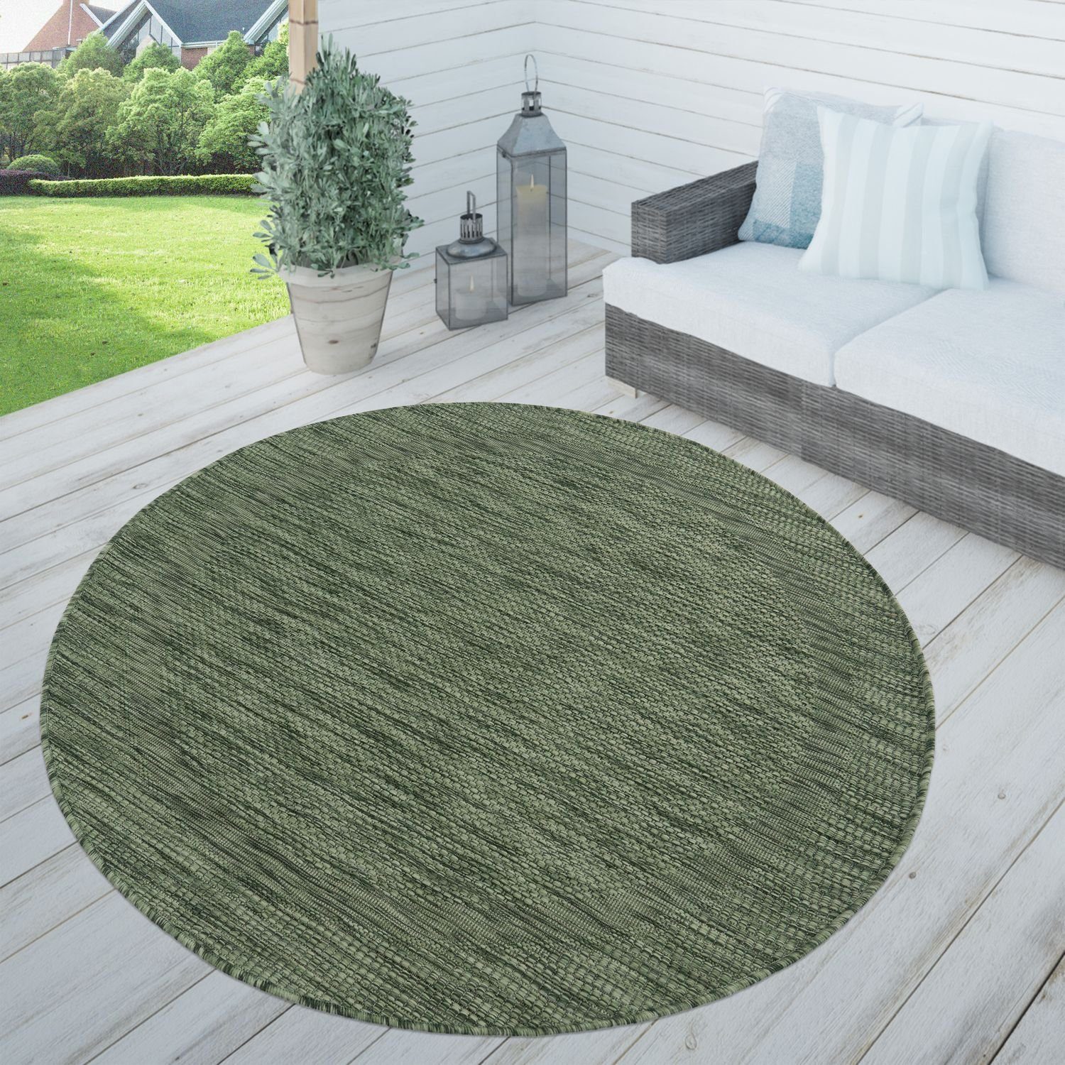 Outdoorteppich In-& Outdoorteppich Wetterfest Terrasse Küche Modern, TT Home, rund, Höhe: 8 mm