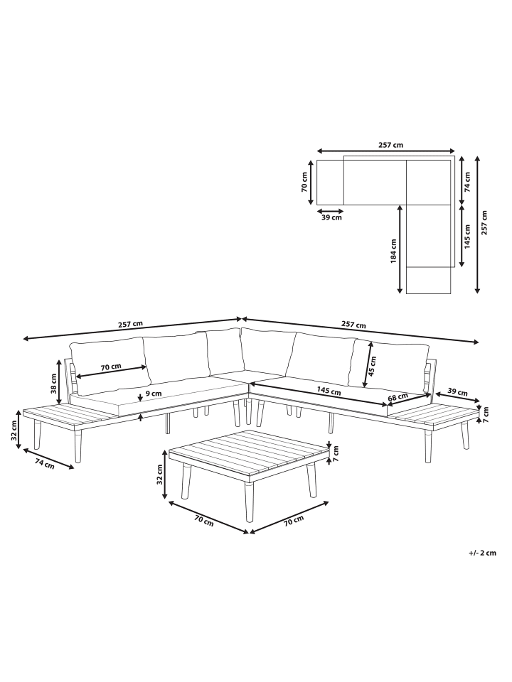 Beliani 7-tlg Lounge Set CORATO in Grau/Dunkler Holzfarbton/Heller Holzfarbton günstig kaufen onesize