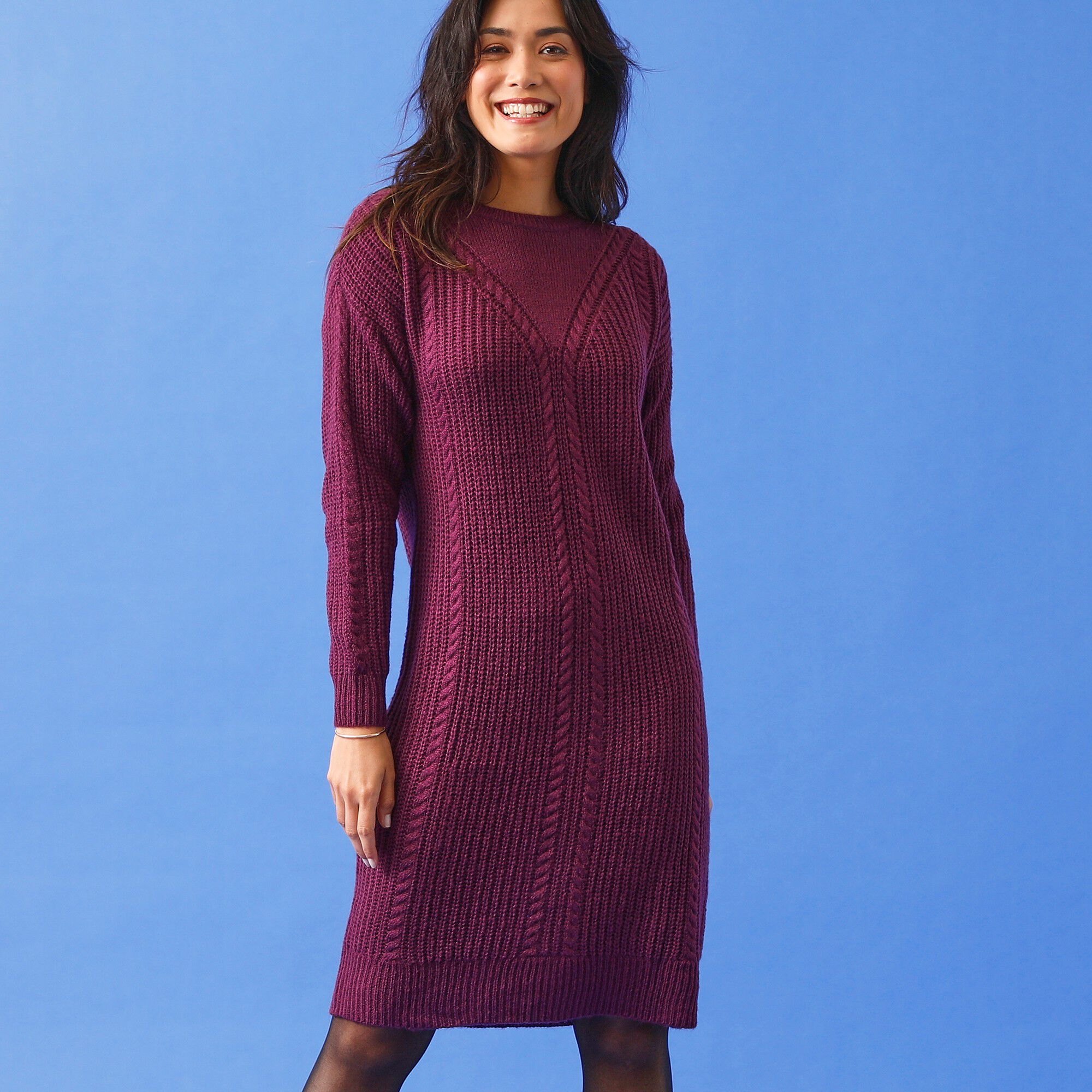 Robe pull maille torsadée