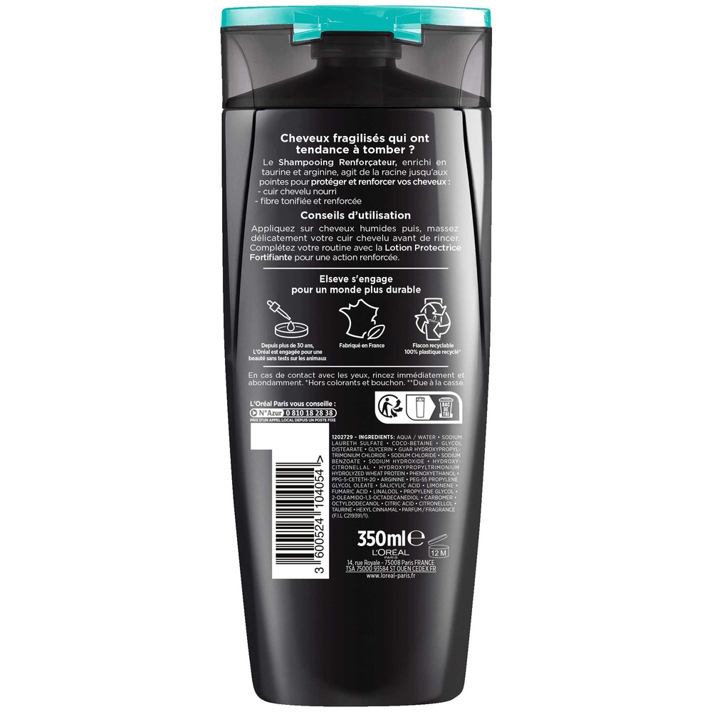 L'Oréal Paris Elseve Arginine Resist x3 Shampooing Renforçateur 350ml Shampoing cheveux normaux