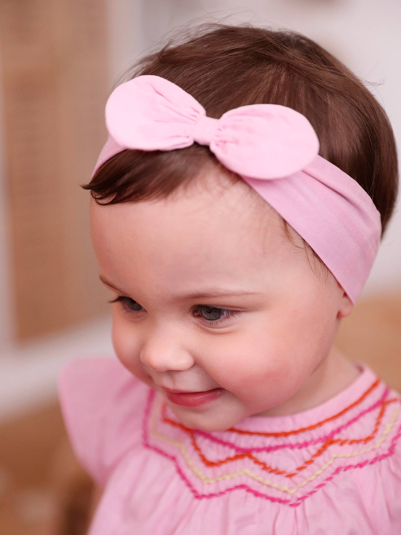 Vertbaudet Mädchen Baby-Set: Bluse, Shorts & Haarband - rosa