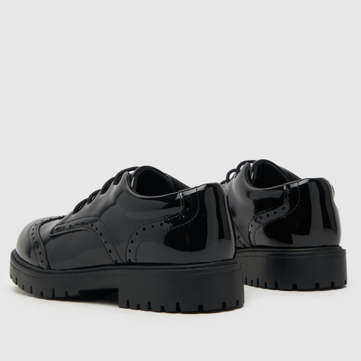 Schuh fekete, lakkbőr brogue cipő lányoknak junior cipők