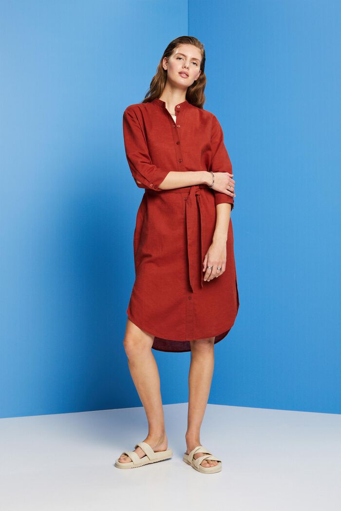 Hemdblusenkleid, Baumwolle-Leinen-Mix
