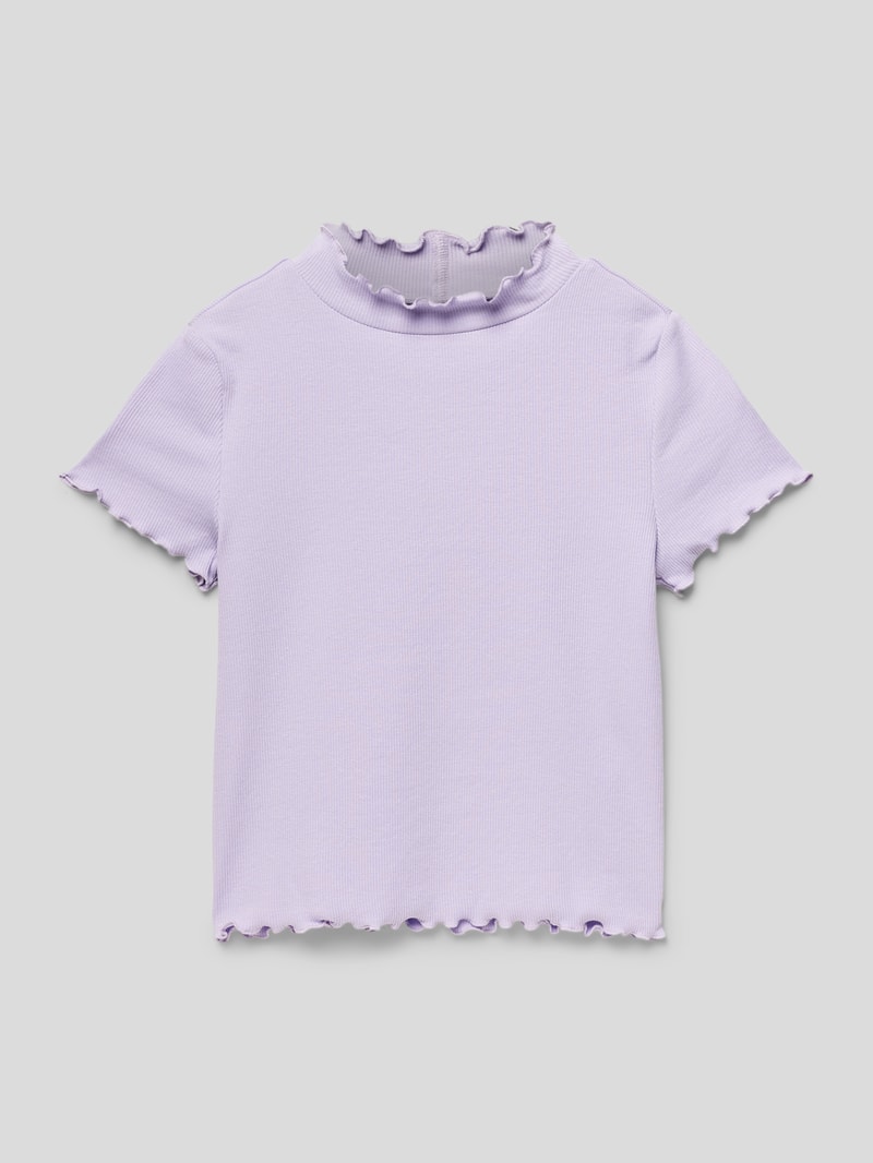 T-Shirt in Ripp-Optik in flieder