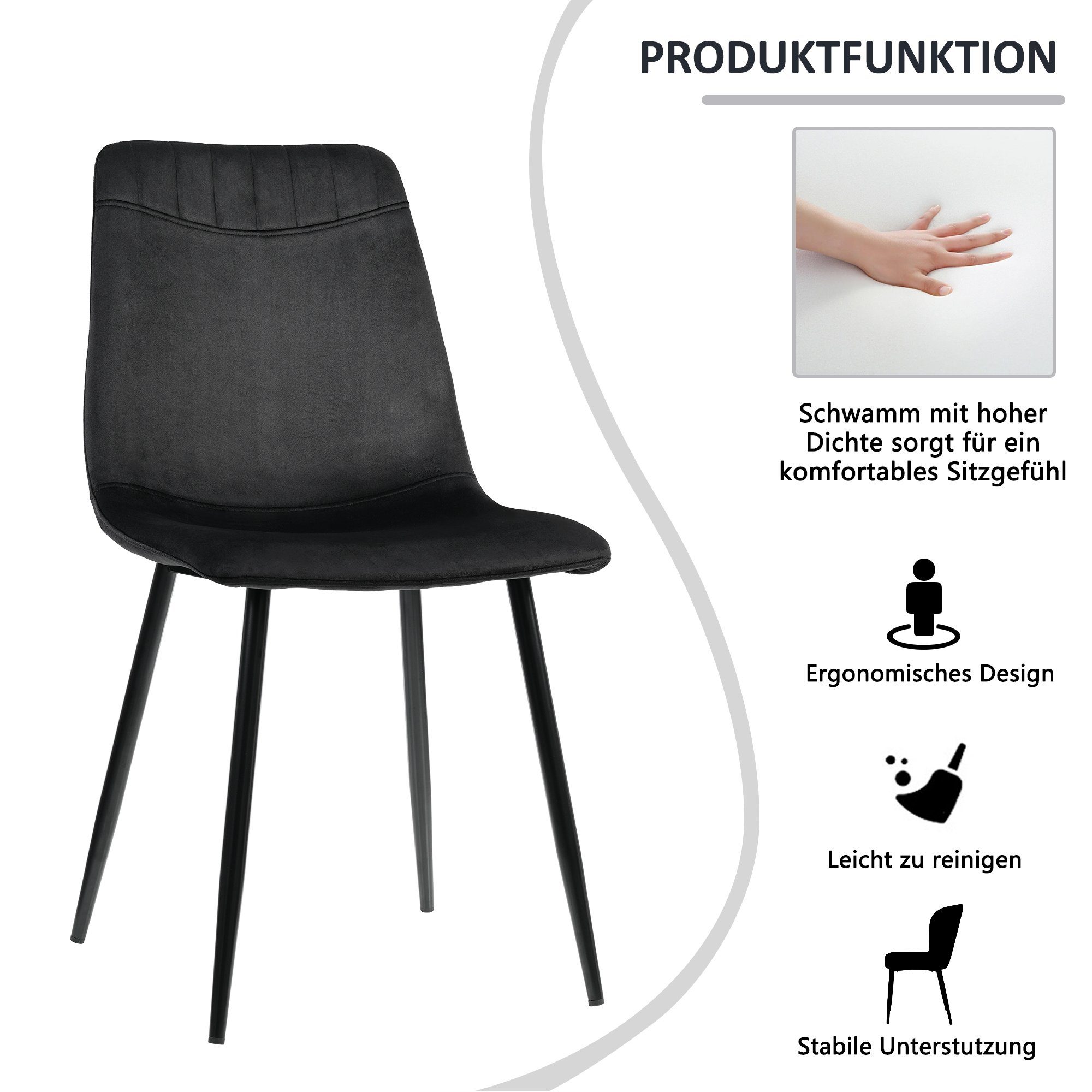 REDOM Essgruppe Esstisch mit 4 Stühlen Set, (Modernes Tisch- und Stuhlset, Marmor gemusterter Esstisch, 5-tlg., Klassische und elegante Stühle), Esstisch mit 4 Stühlen Set Küchen Tisch Esszimmerstuhl
