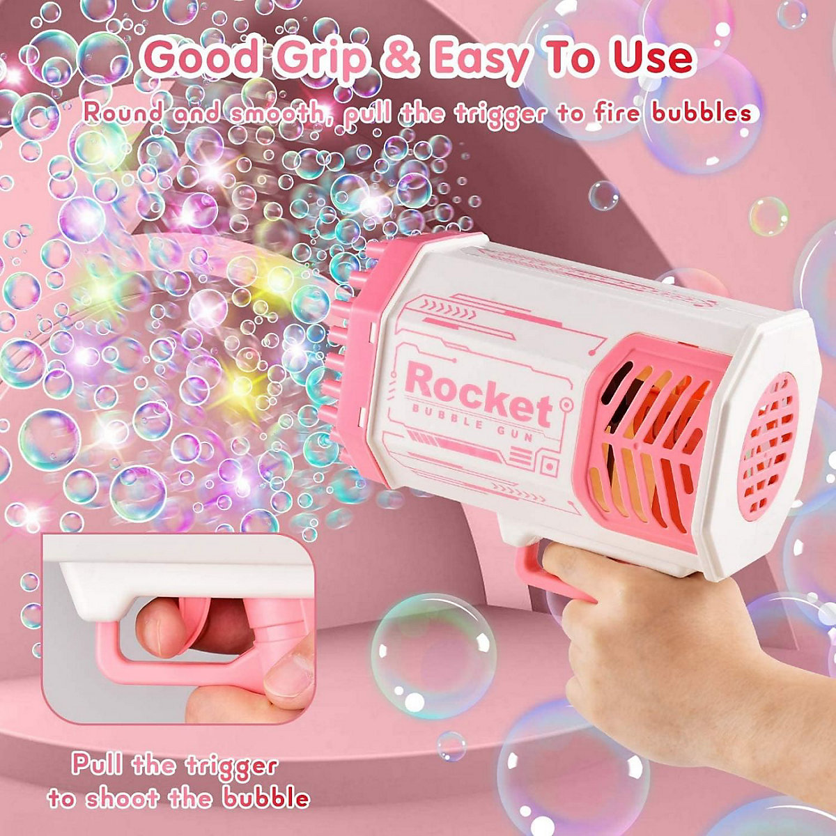 Seifenblasenmaschine Bubble Machine Elektrische Wasserpistole Outdoor Spielzeug - 69 Löcher Seifenblasen Hochzeit Toy Gun Mit Lichtern - Bubble Für Halloween Party Hochzeit Bubble 69 Loch Seifenblas
