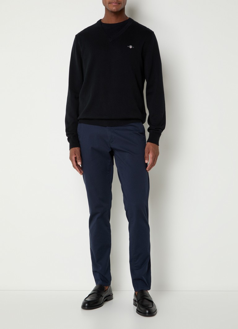 Pulover Gant din tricot fin cu logo brodat