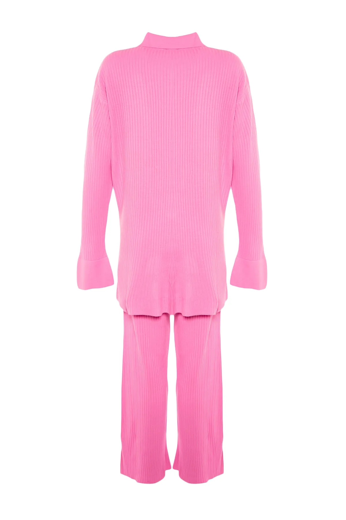 Trendyol Modest  Rosa Strickset mit Cardigan und Hose mit Schlitzdetail TCTAW23US00028