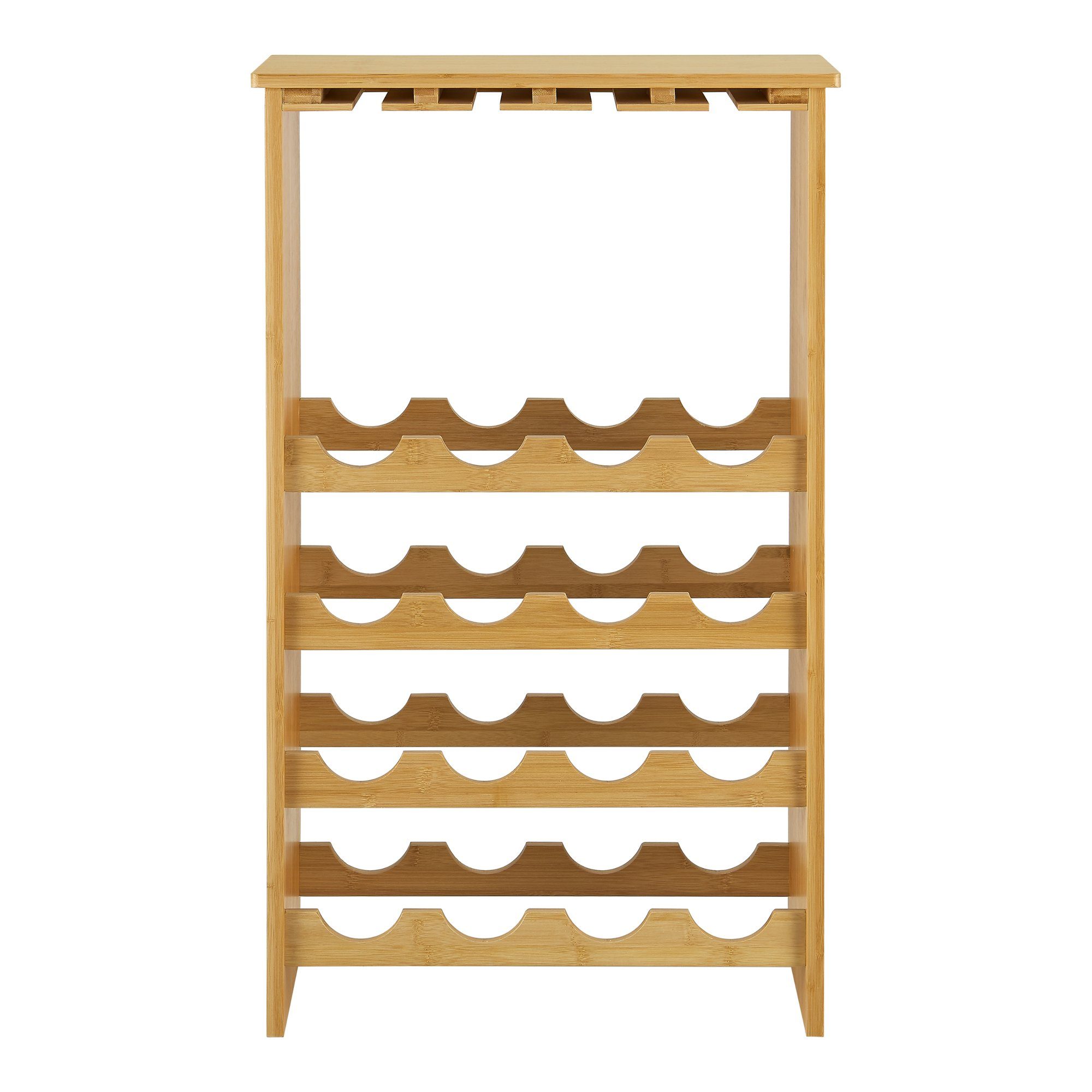 en.casa Weinregal, Fetlar Bambus Flaschenregal für 16 Flaschen 84,8 x 50 x 24 cm Natur