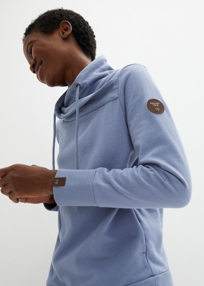 Sweatshirt mit großem Kragen aus Bio-Baumwolle