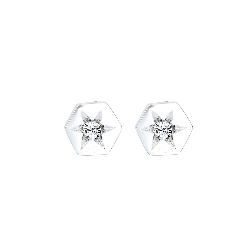 Elli Elli Boucles d'Oreilles Femme Filigrane à Motif d'Étoile Hexagonale avec Cristal  Boucles d'oreilles
