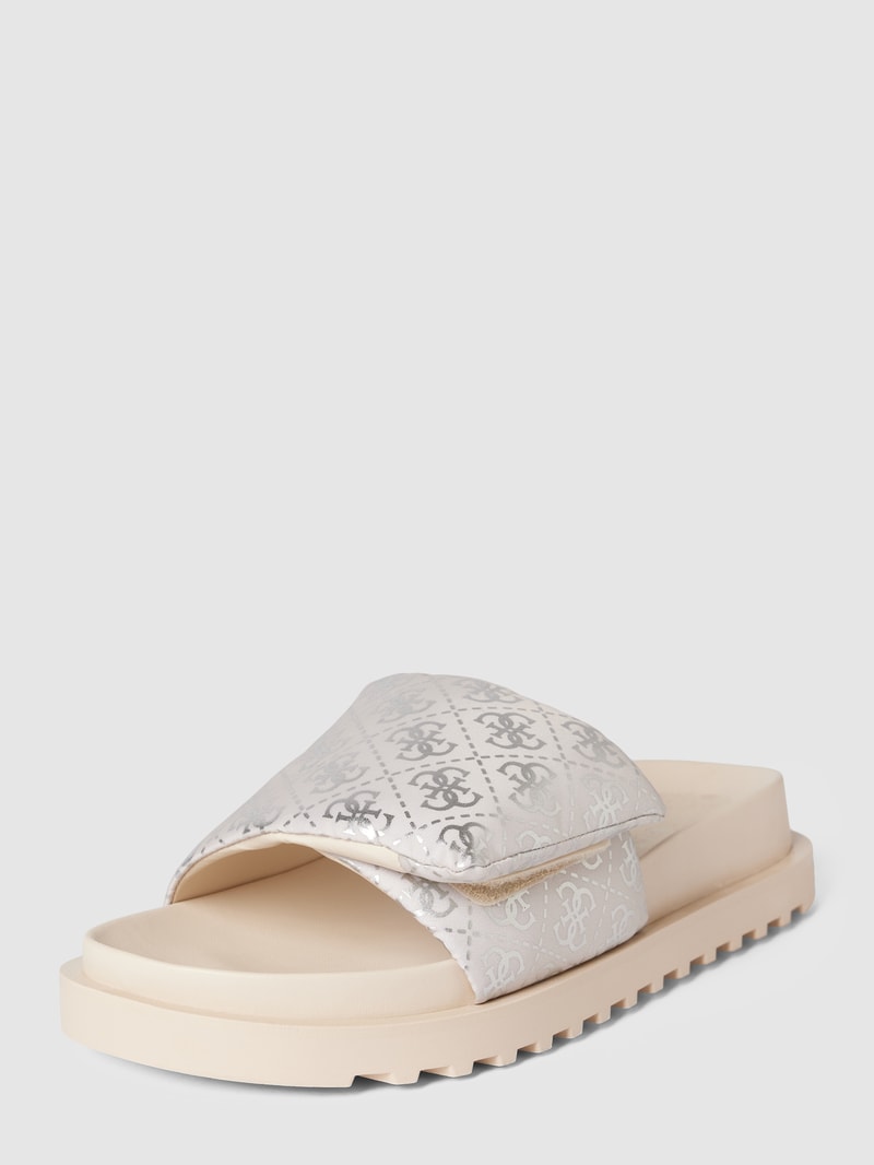 Pantoletten mit Label-Print Modell 'FABETZY' in offwhite