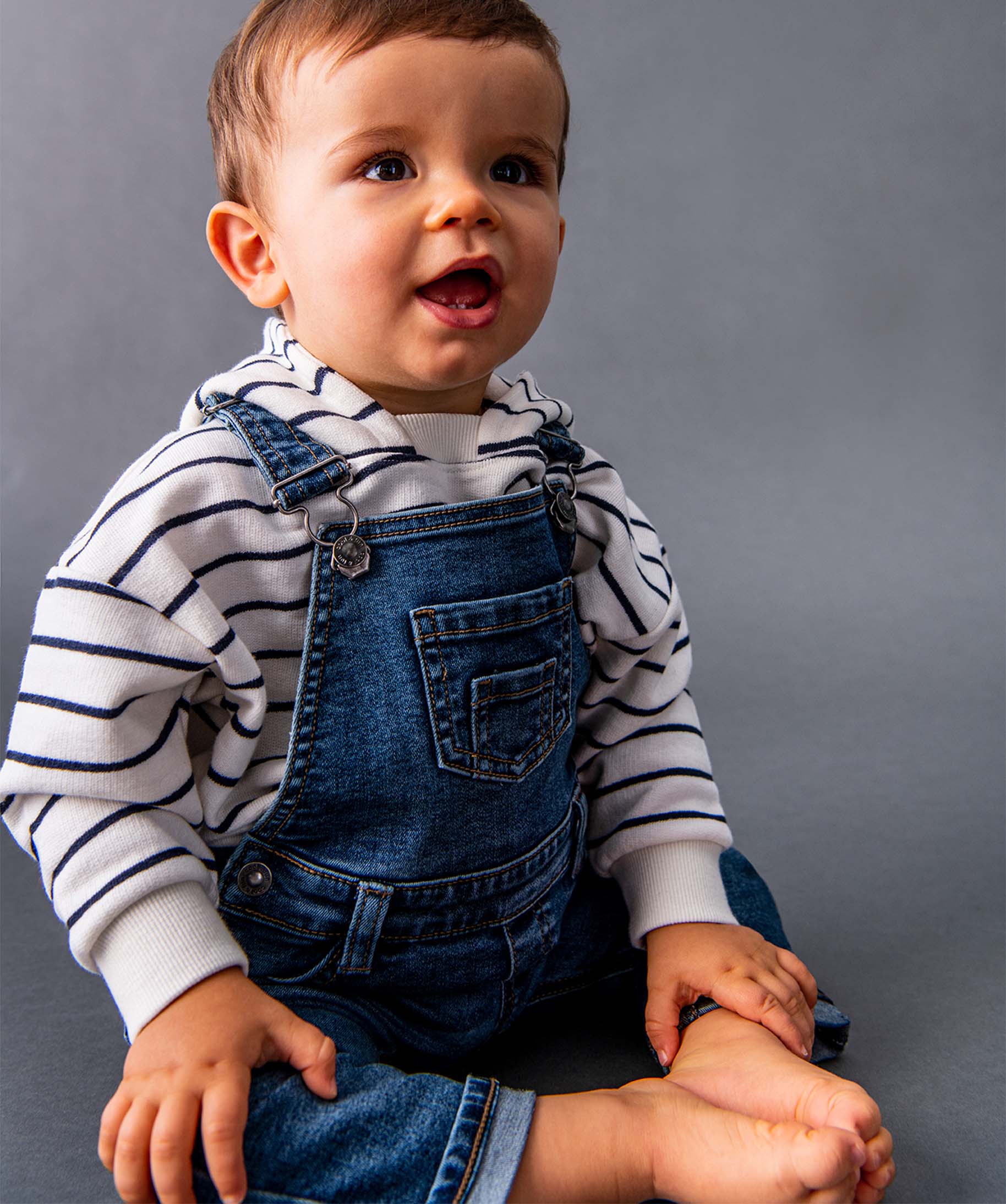 Sweat bébé Garçon à rayures avec capuche ecru | GEMO