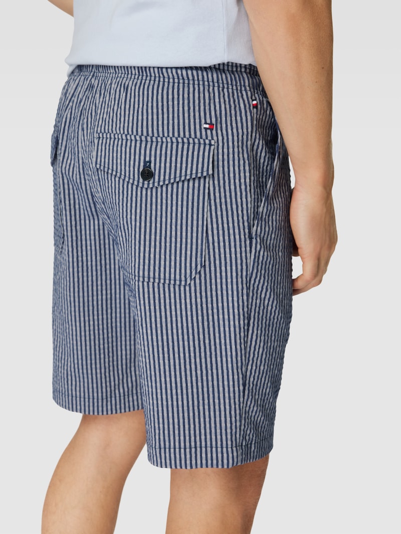 Shorts mit Streifenmuster Modell 'HARLEM' in marineblau